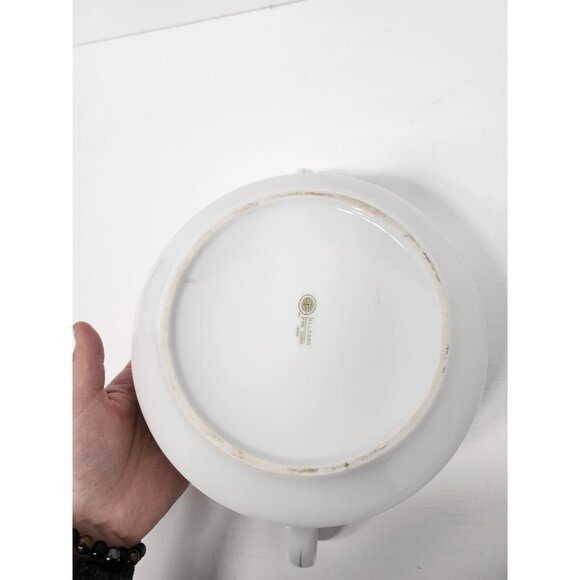 VTG Allegro Porcelain White Green Floral Vegetable Serving Dish Gold Trim Lidded - Picture 9 of 12